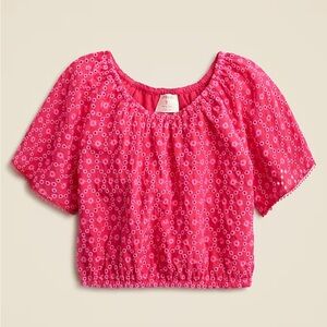 CrewCuts J.Crew Girls Pink Eyelet Smocked Waist Skirt with Gathered Top Set